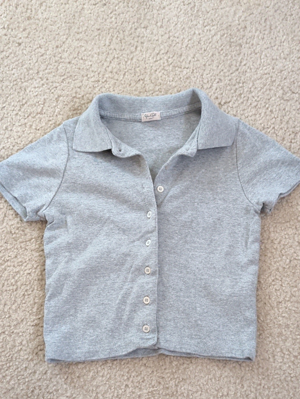 Brandy Mellvile John Galt Gray Collared Button-Front Polo Top
